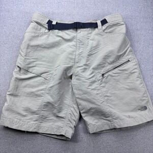 The North Face Paramount Trail Shorts Mens XL Beige Nylon Belted Hiking Cargo